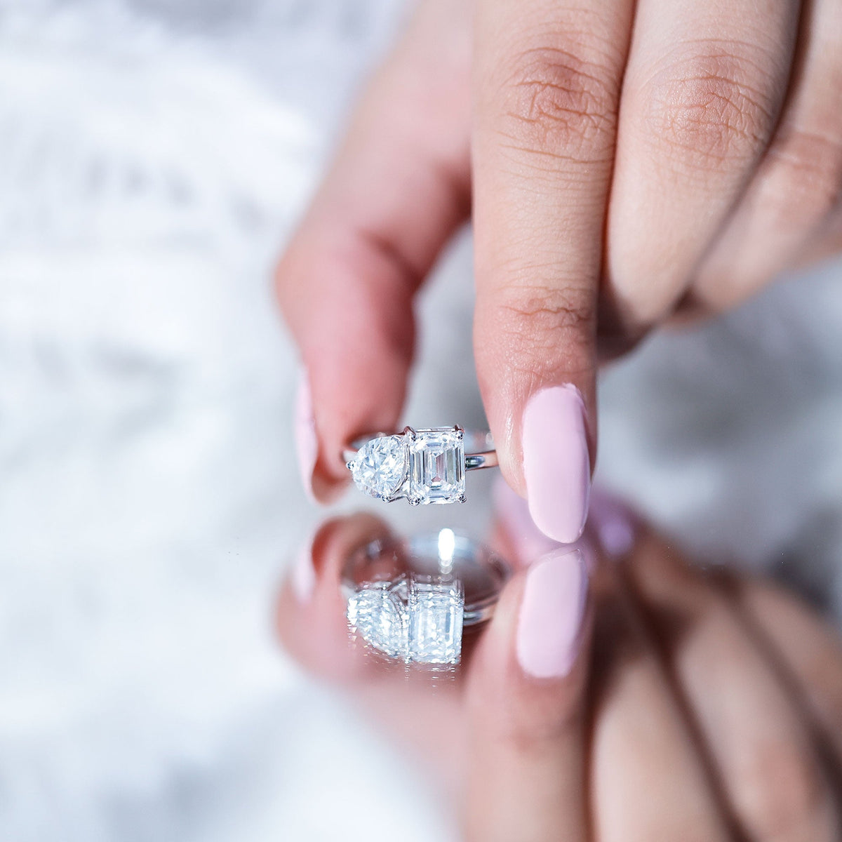 Lab Created Diamond Moi Et Toi Engagement Ring for Women