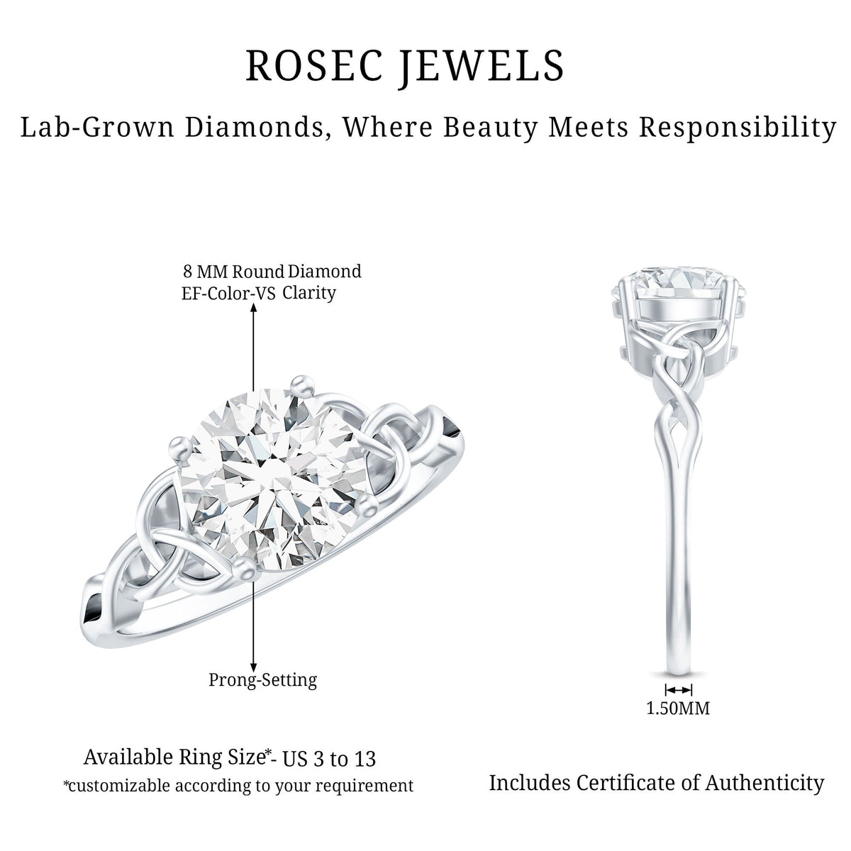 Lab Created 2 Carat Diamond Celtic Knot Engagement Ring