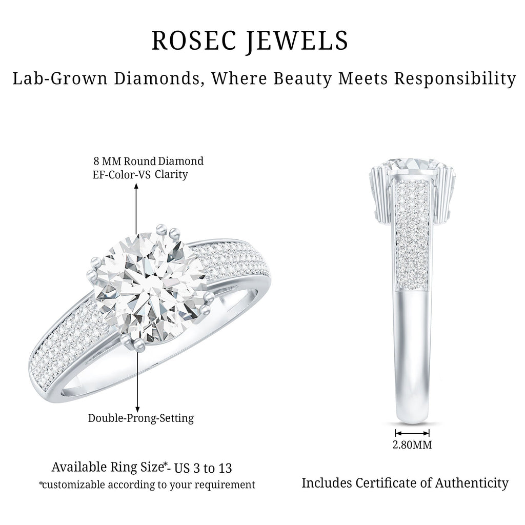 Lab Grown Diamond Engagement Ring With Double Prongs