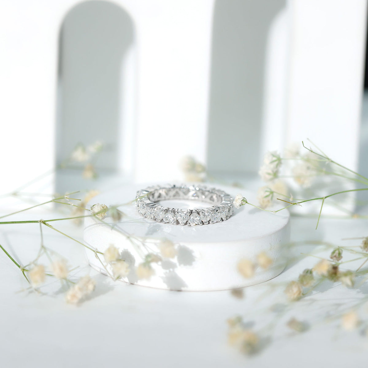Brilliant Cut Lab Diamond Heart Wedding Band for Women