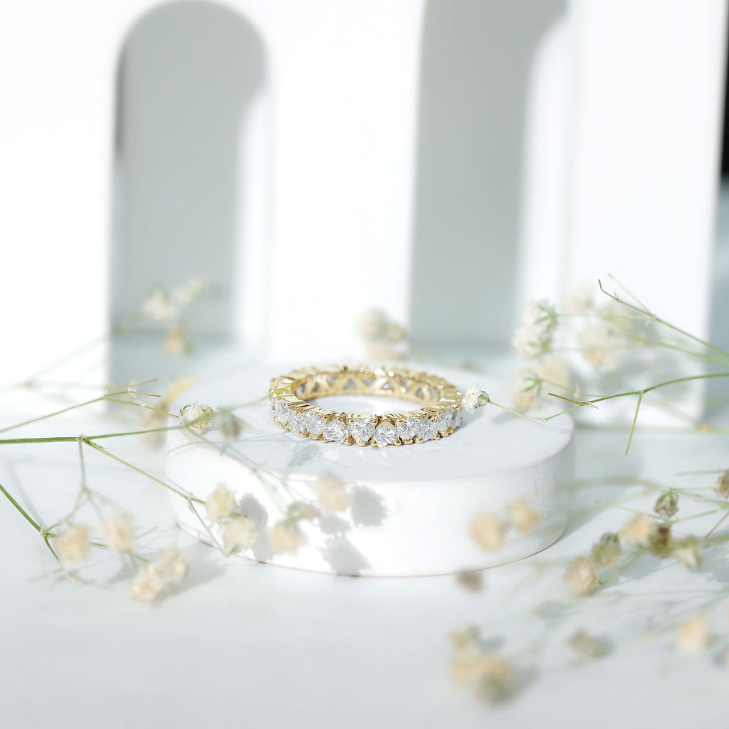 Brilliant Cut Lab Diamond Heart Wedding Band for Women