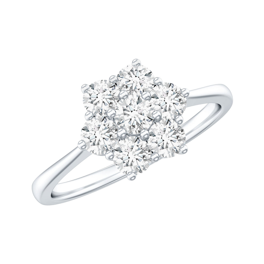Round Lab Grown Diamond Floral Cluster Engagement Ring