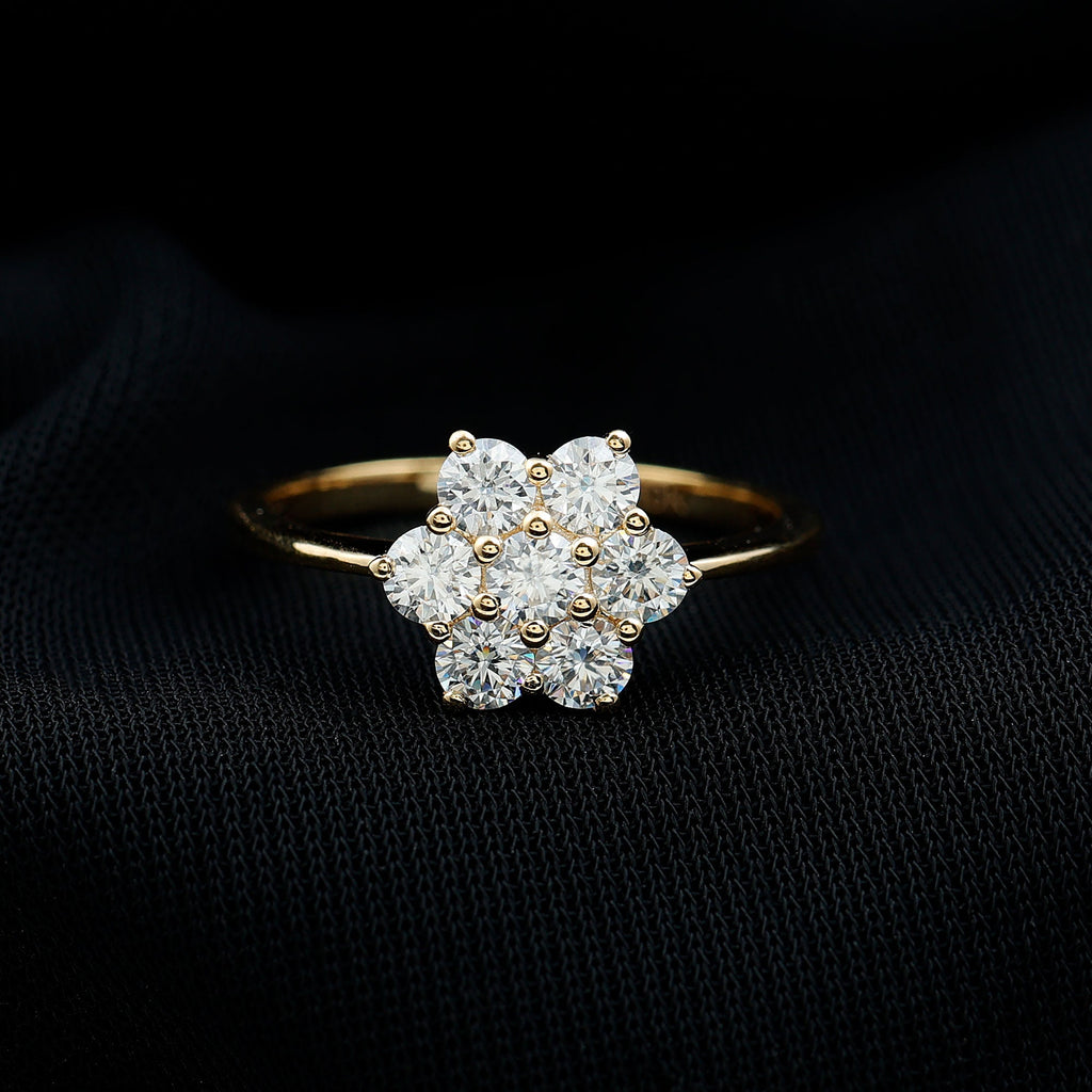 Round Lab Grown Diamond Floral Cluster Engagement Ring