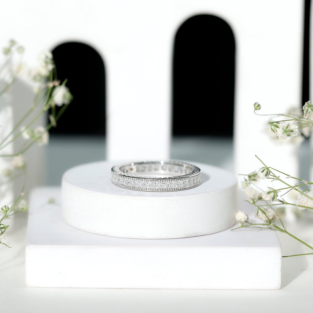 Certified Lab Created Diamond Princess Cut Wedding Band