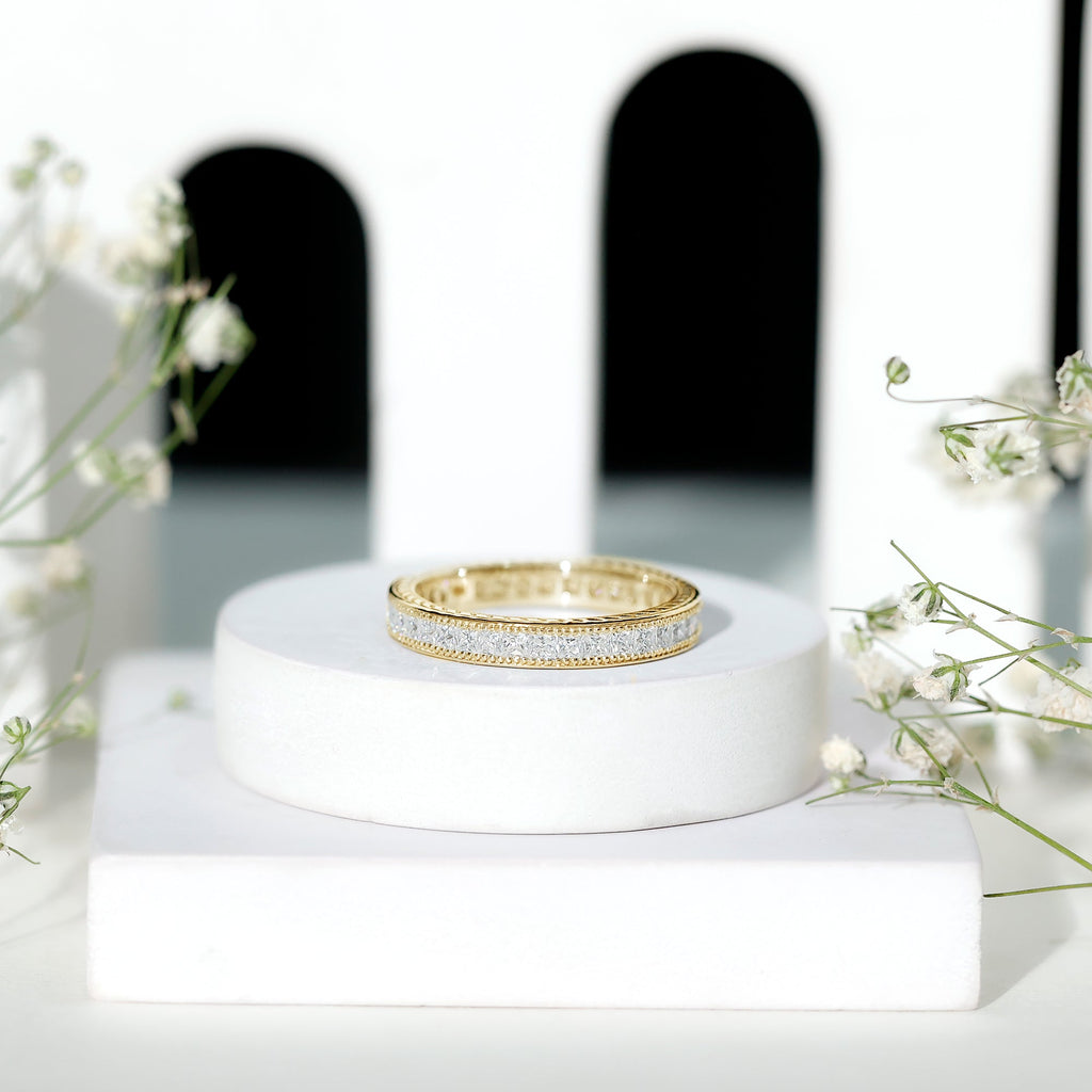 Certified Lab Created Diamond Princess Cut Wedding Band