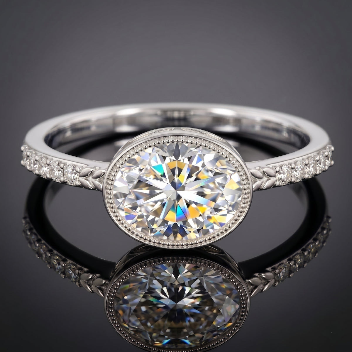 IGI Certified Lab Diamond Engagement Ring with 2 Carat Oval