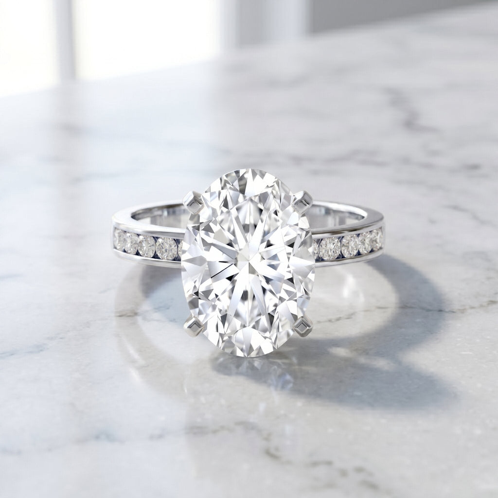 Oval Cut 5 Carat Lab Grown Diamond Big Engagement Ring with IGI Certificate