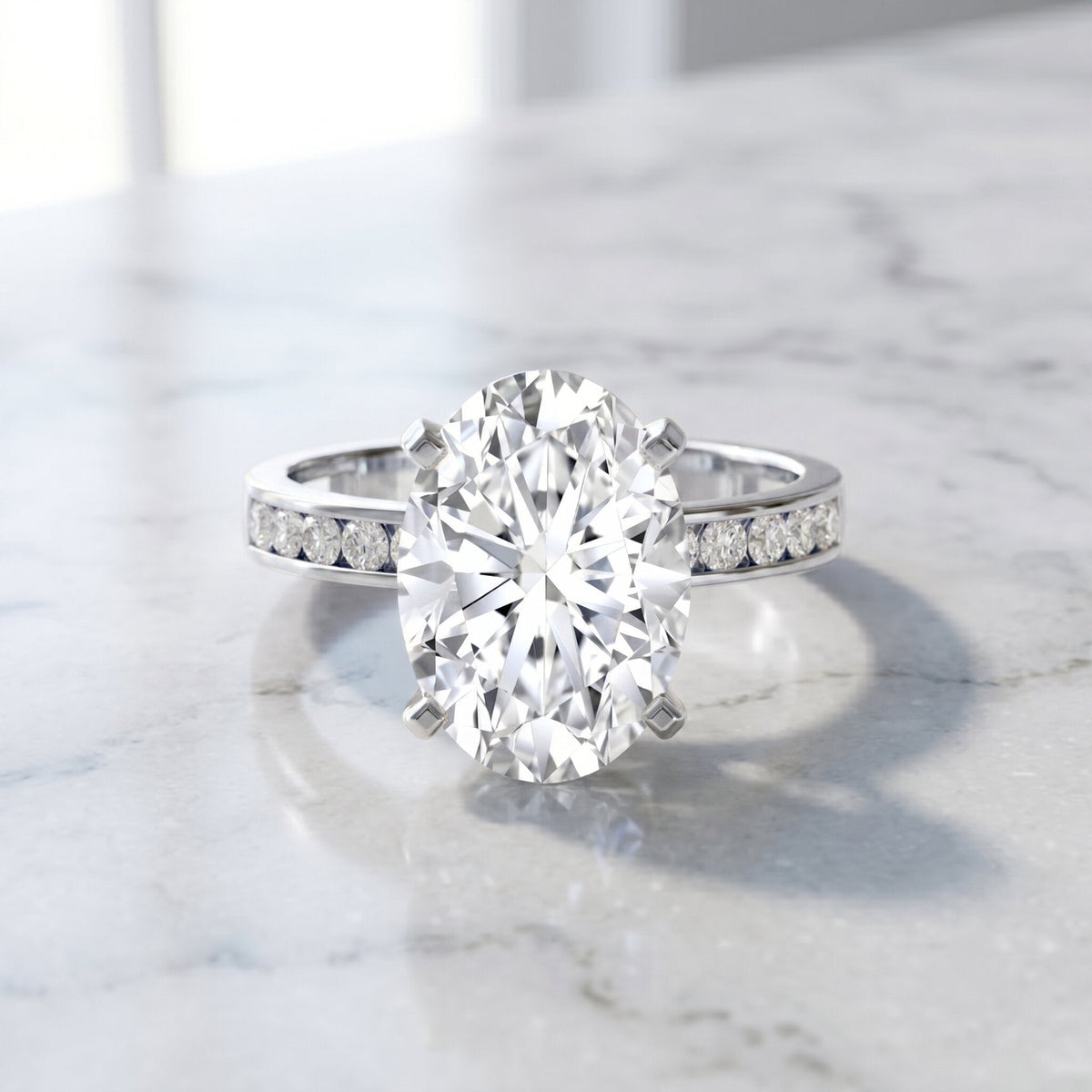 Oval Cut 5 Carat Lab Grown Diamond Big Engagement Ring with IGI Certificate