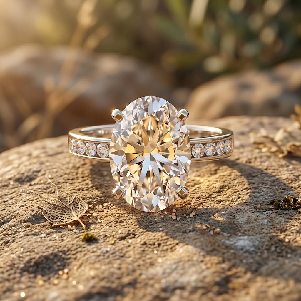 Oval Cut 5 Carat Lab Grown Diamond Big Engagement Ring with IGI Certificate