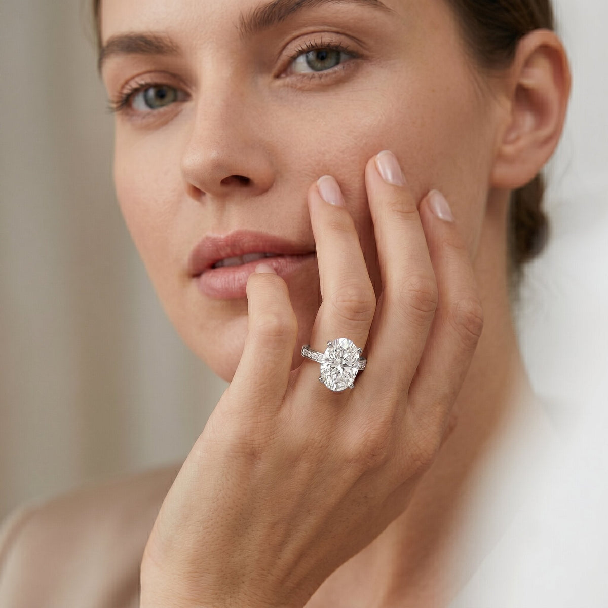 Oval Cut 5 Carat Lab Grown Diamond Big Engagement Ring with IGI Certificate