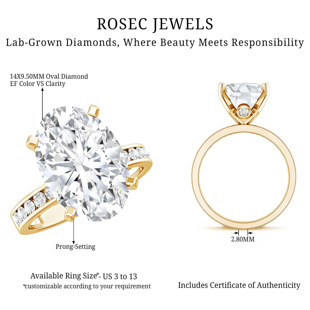 Oval Cut 5 Carat Lab Grown Diamond Big Engagement Ring with IGI Certificate