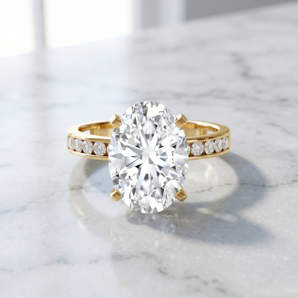 Oval Cut 5 Carat Lab Grown Diamond Big Engagement Ring with IGI Certificate
