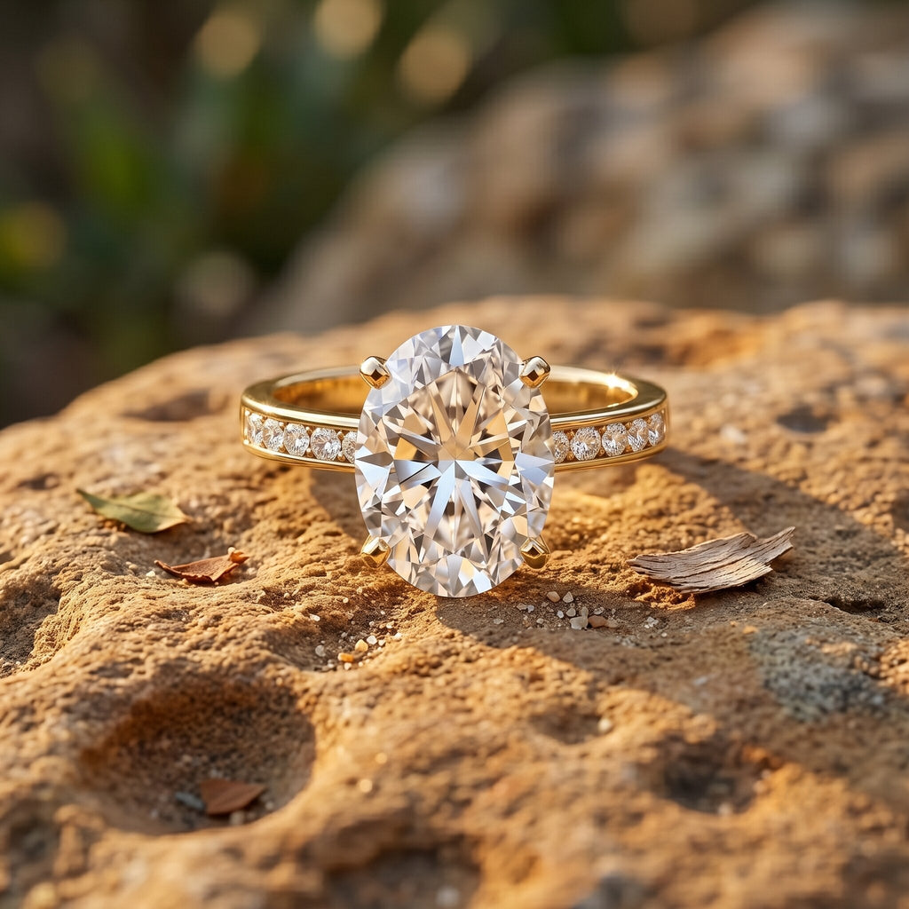 Oval Cut 5 Carat Lab Grown Diamond Big Engagement Ring with IGI Certificate