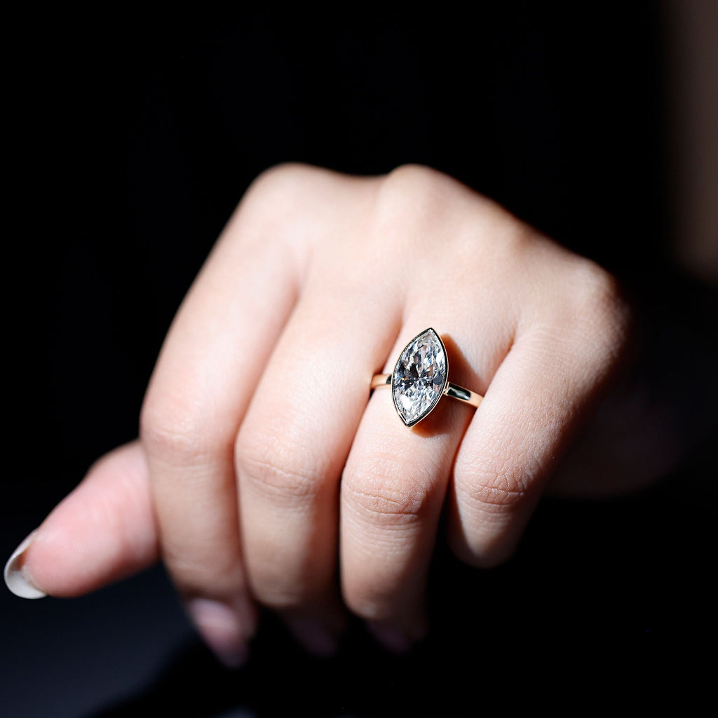 IGI Certified 3 Carat Solitaire Lab Grown Diamond Marquise Cut Engagement Ring