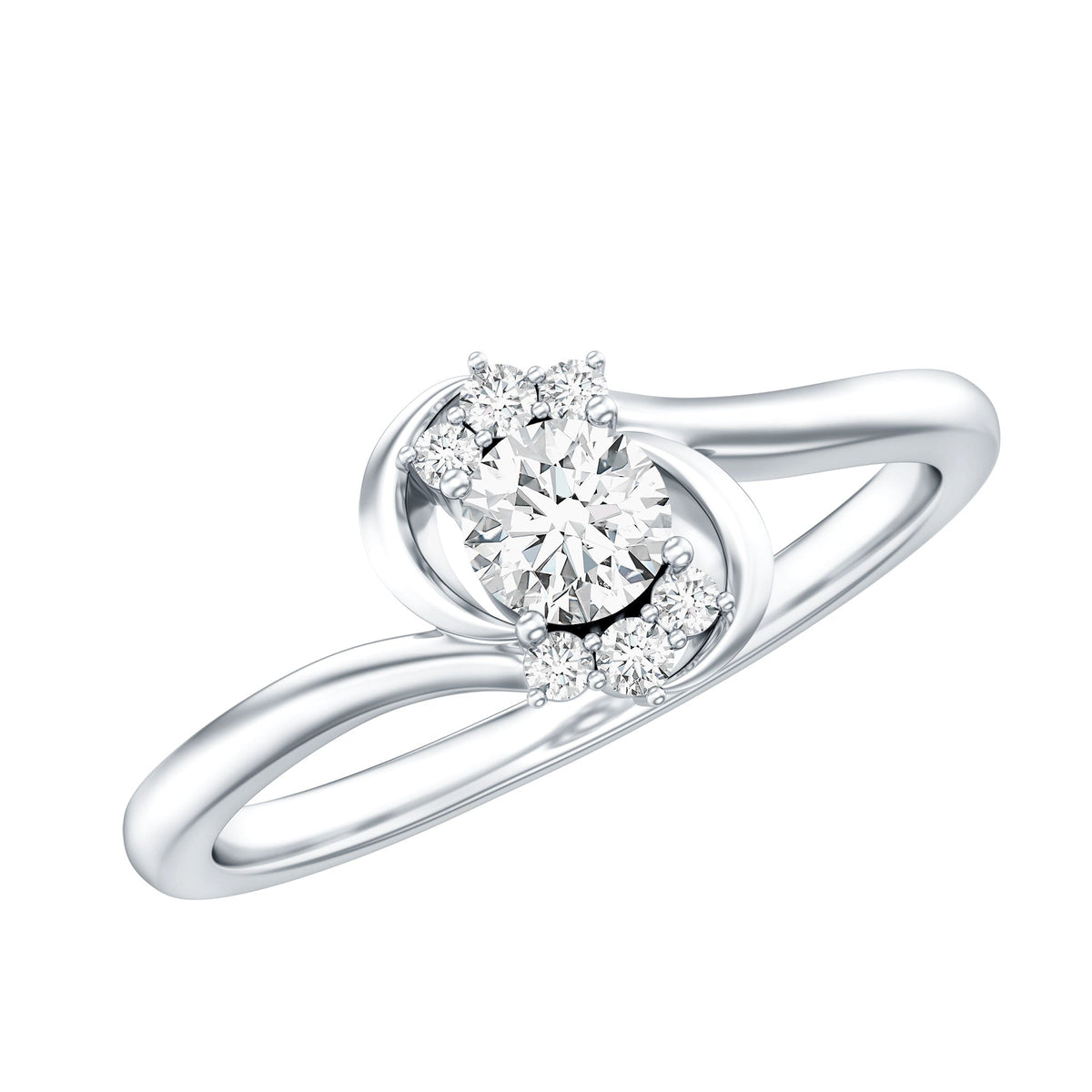 Certified Real Diamond Promise Ring with Bypass Shank