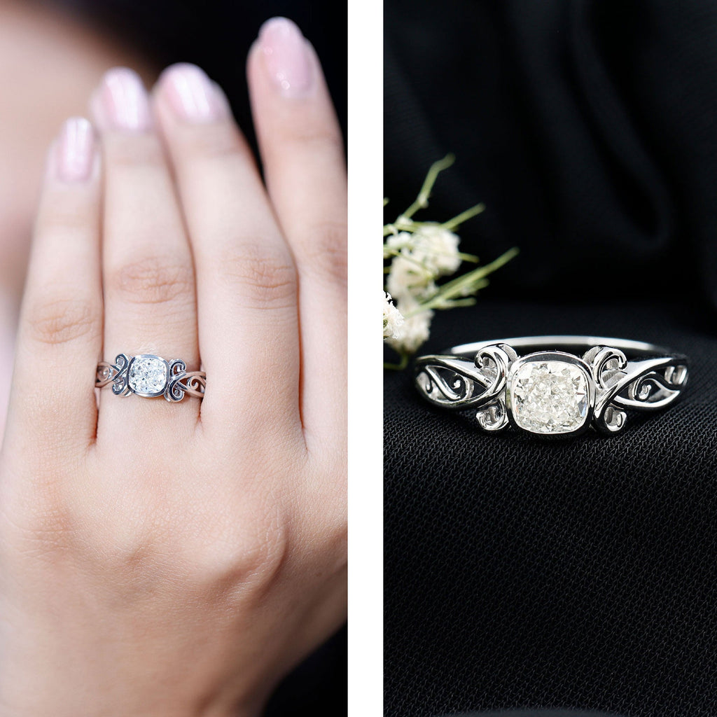 1.7 Carat Lab Grown Diamond Cushion Engagement Ring