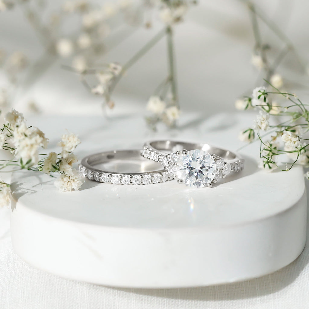 Certified Lab Grown Diamond Engagement Ring With Ring Guard for Her