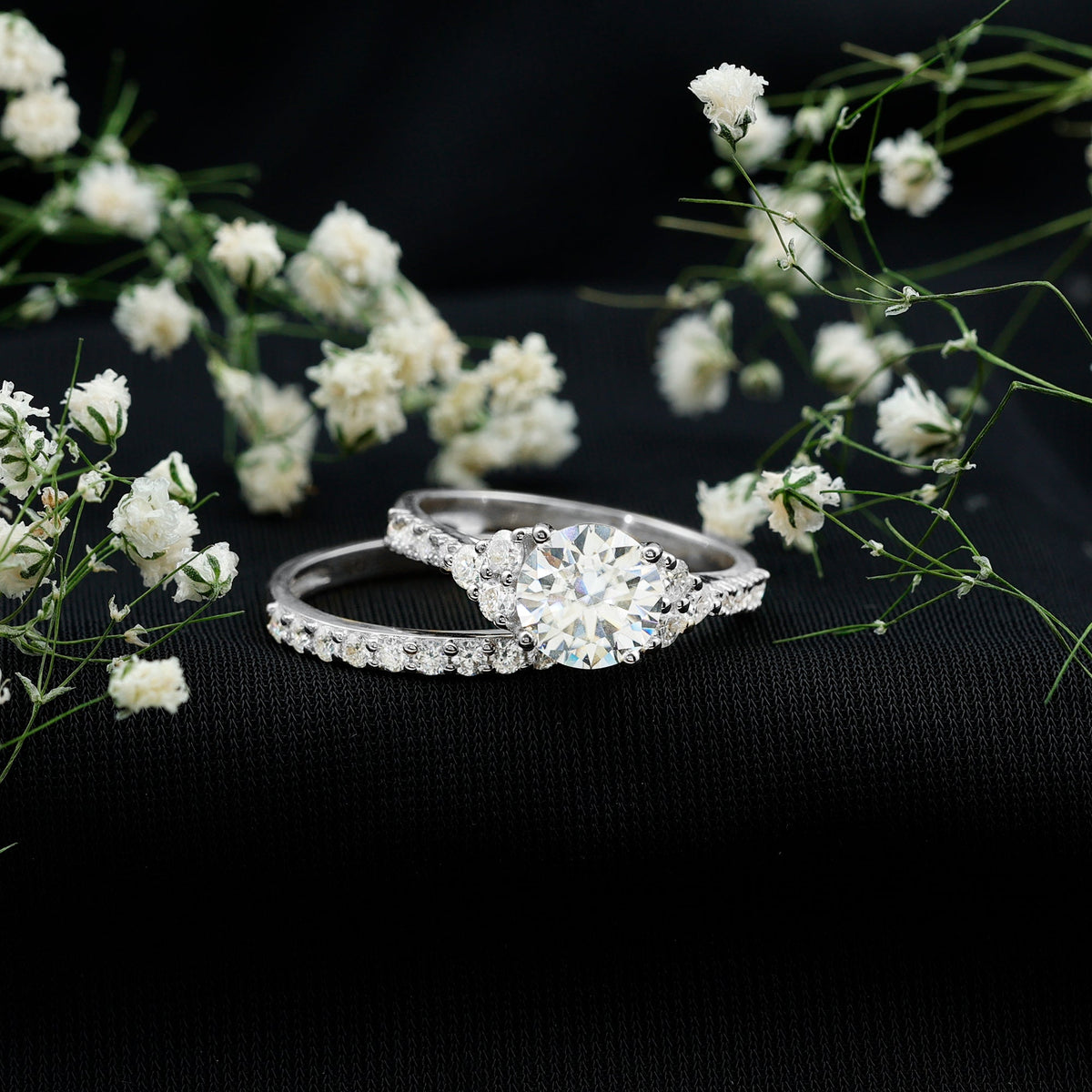 Certified Lab Grown Diamond Engagement Ring With Ring Guard for Her