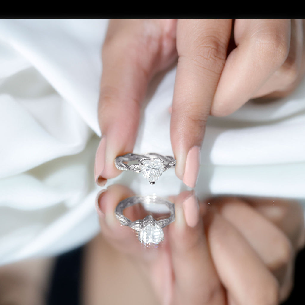 Brilliant Cut Lab Grown Diamond Heart Shape Engagement Ring