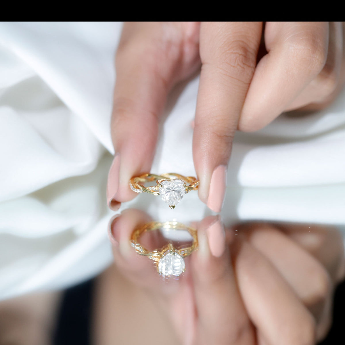 Brilliant Cut Lab Grown Diamond Heart Shape Engagement Ring