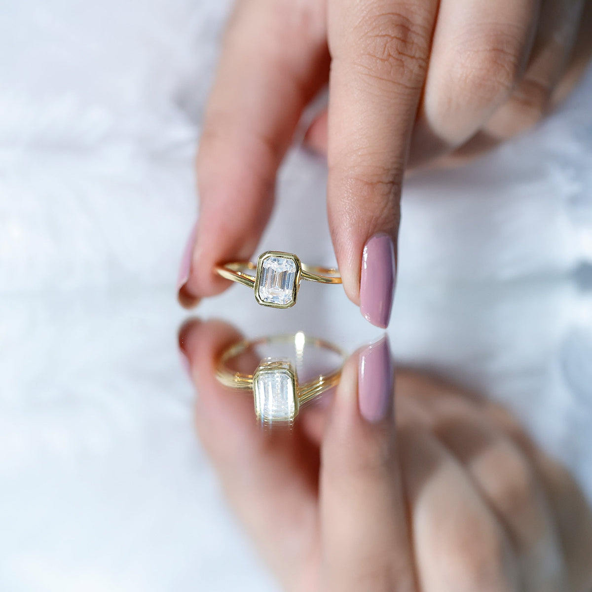 Bezel Set Lab Grown Diamond Bypass Engagement Ring