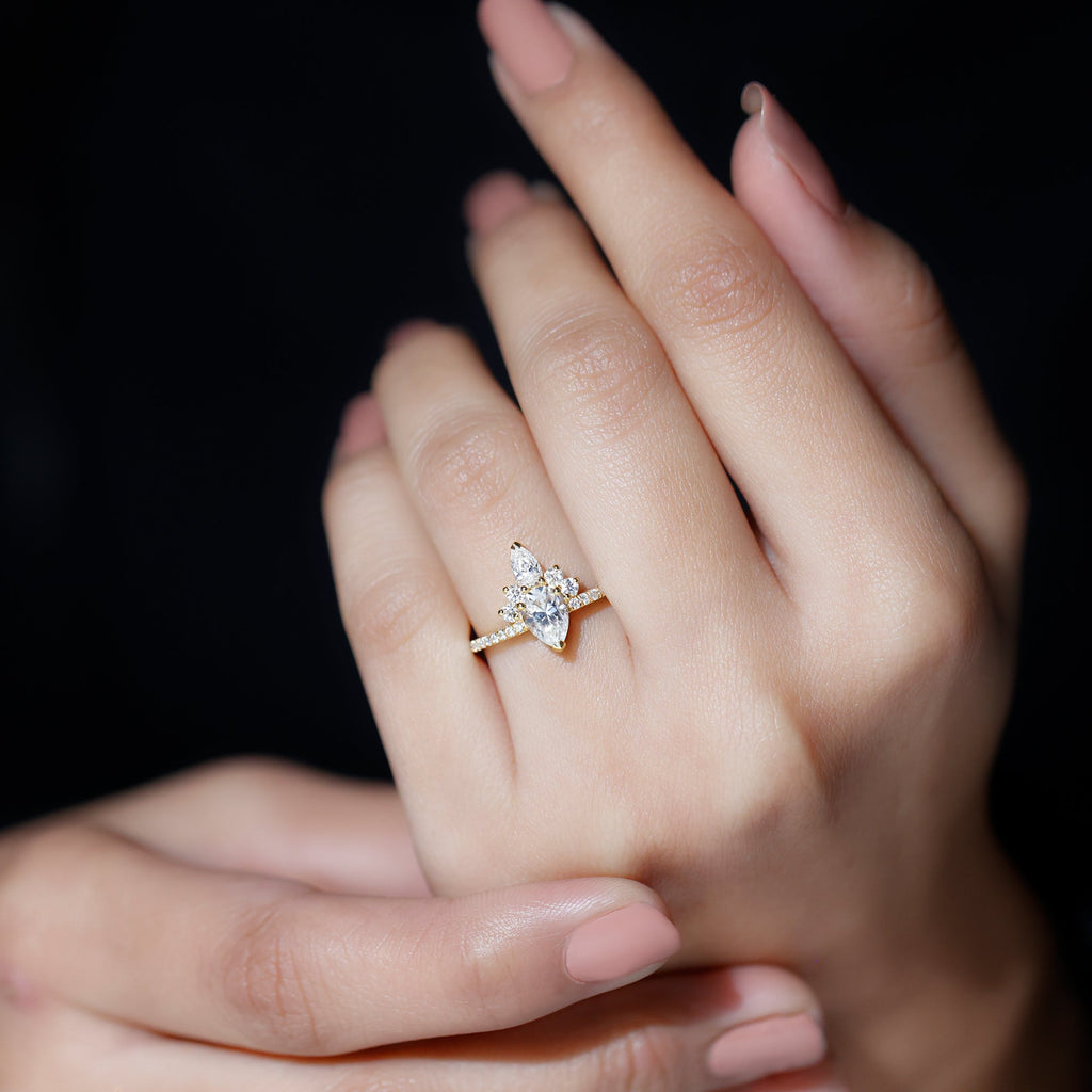 Lab Grown Diamond Unique Engagement Ring with Side Stones