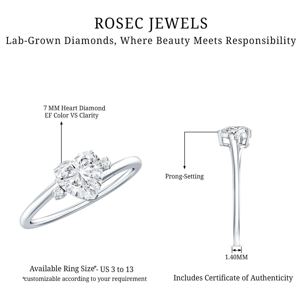1.2 Carat Heart Lab Grown Diamond Proposal Ring For Her