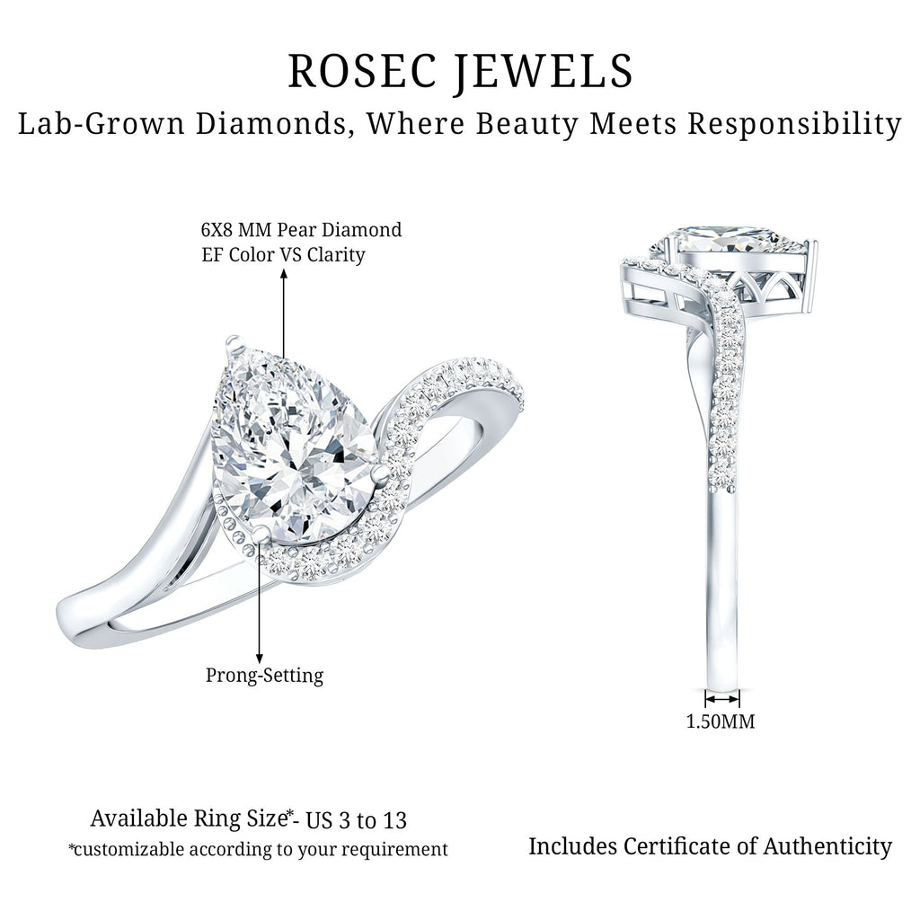 Diamond Teardrop Designer Engagement Ring