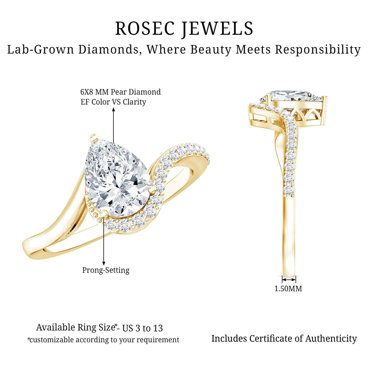 Diamond Teardrop Designer Engagement Ring