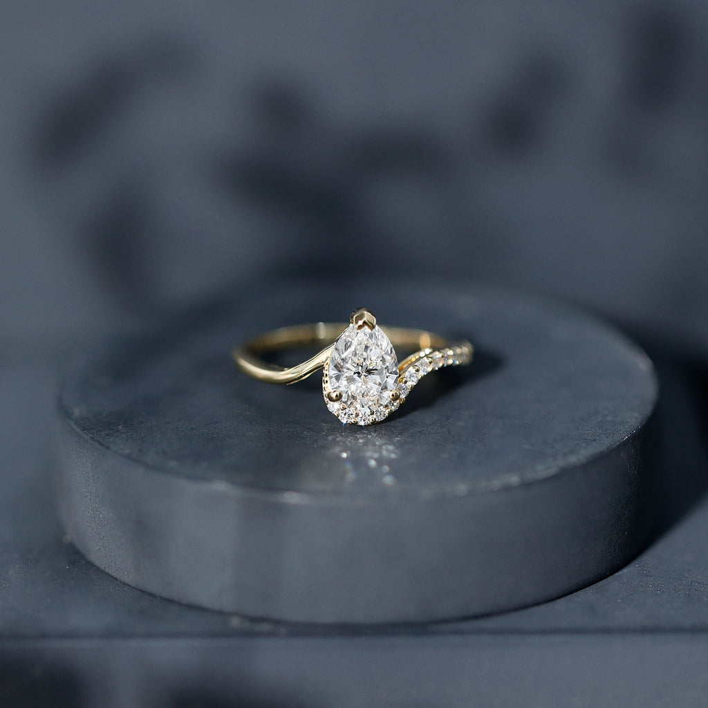 Diamond Teardrop Designer Engagement Ring