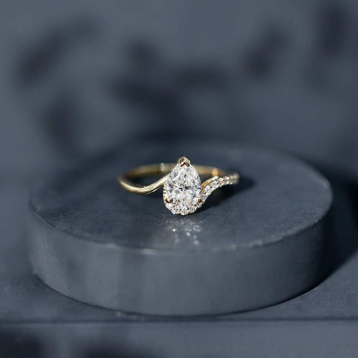 Diamond Teardrop Designer Engagement Ring
