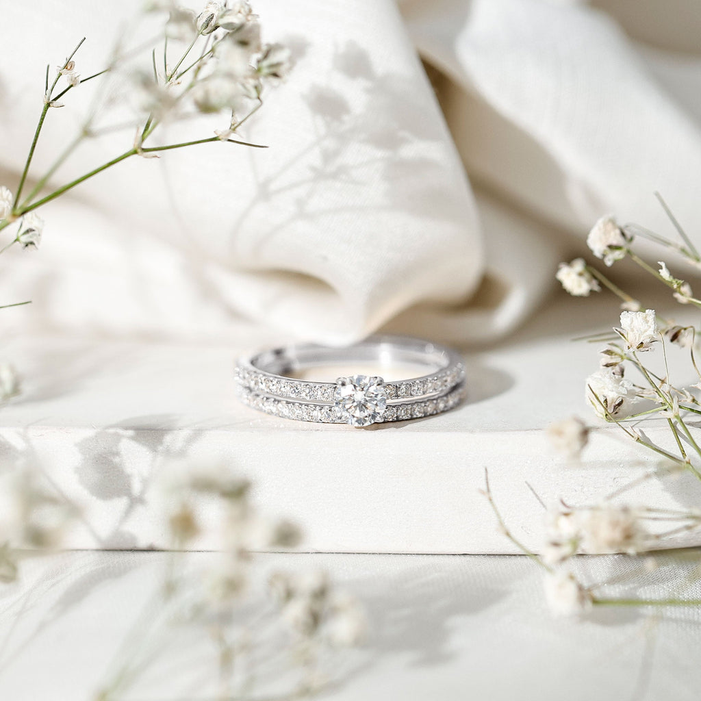 Certified Lab Created Diamond Wedding Ring Set For Bride