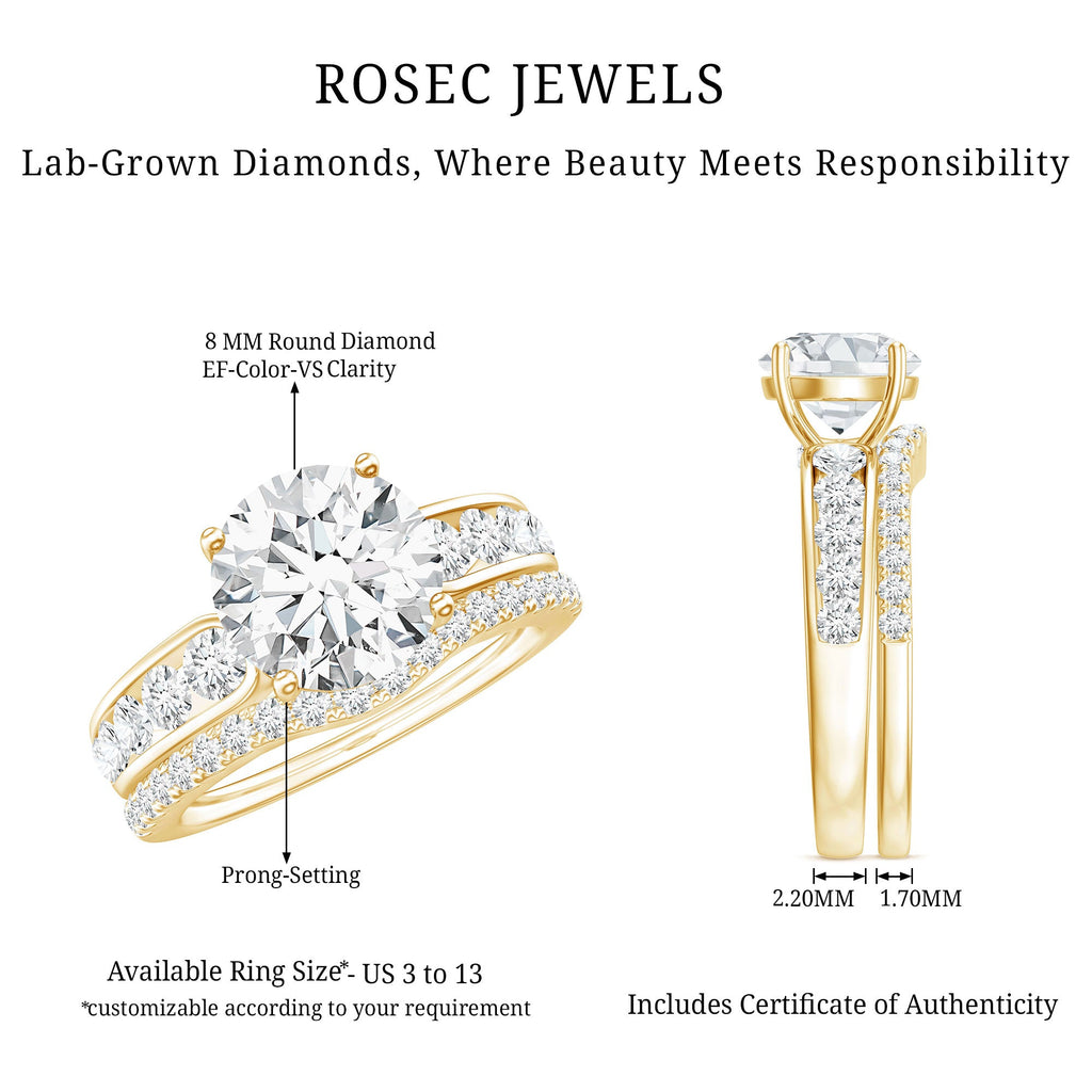 Certified Lab Diamond 2 Carat Round Engagement Ring with Enhancer