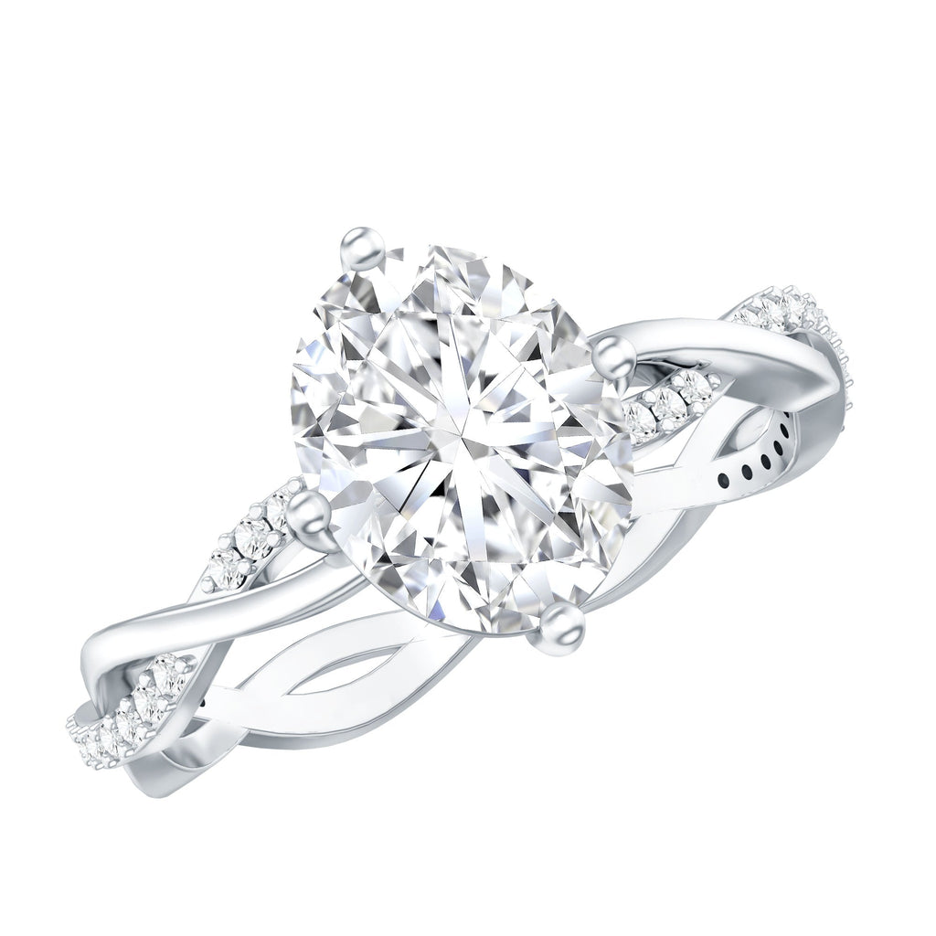 Lab Grown Diamond Oval Engagement Ring With Braided Style Band
