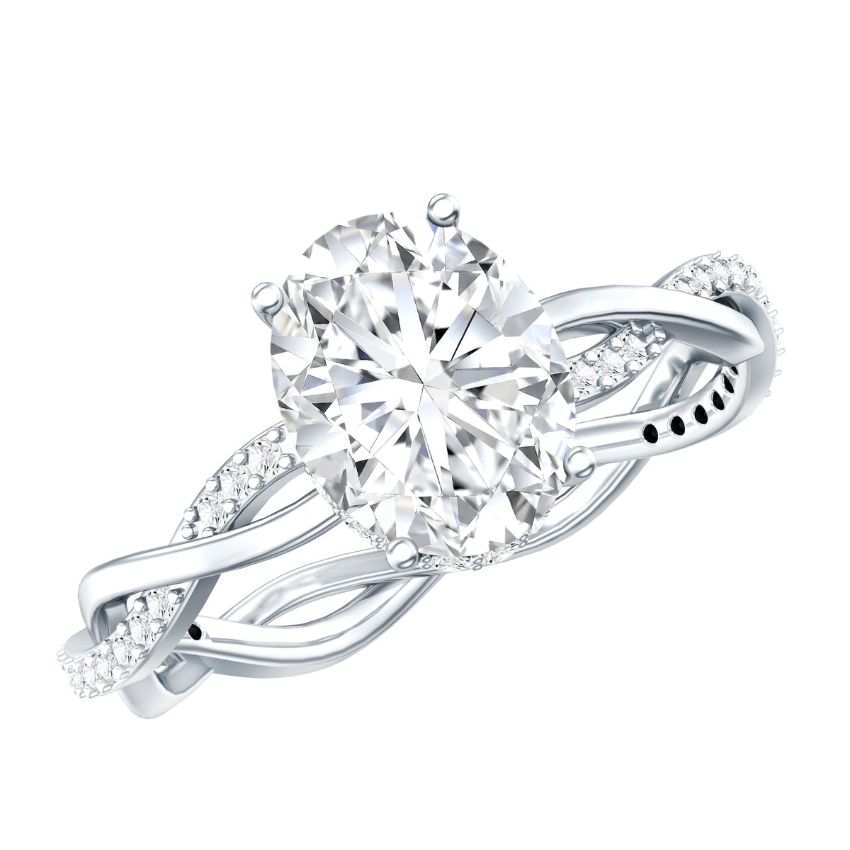 Lab Grown Diamond Oval Engagement Ring with Braided Shank