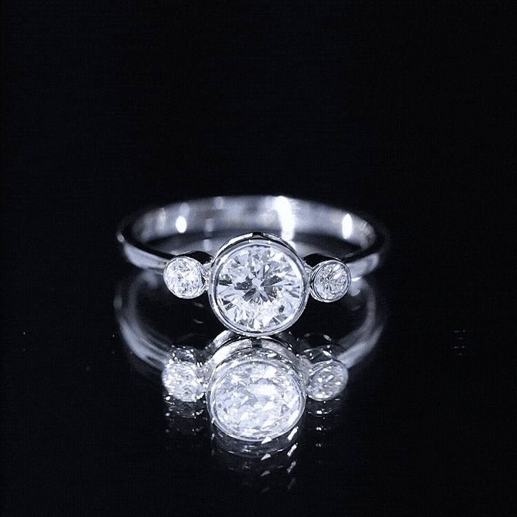 Lab Created Diamond Bezel Set Engagement Ring for Her