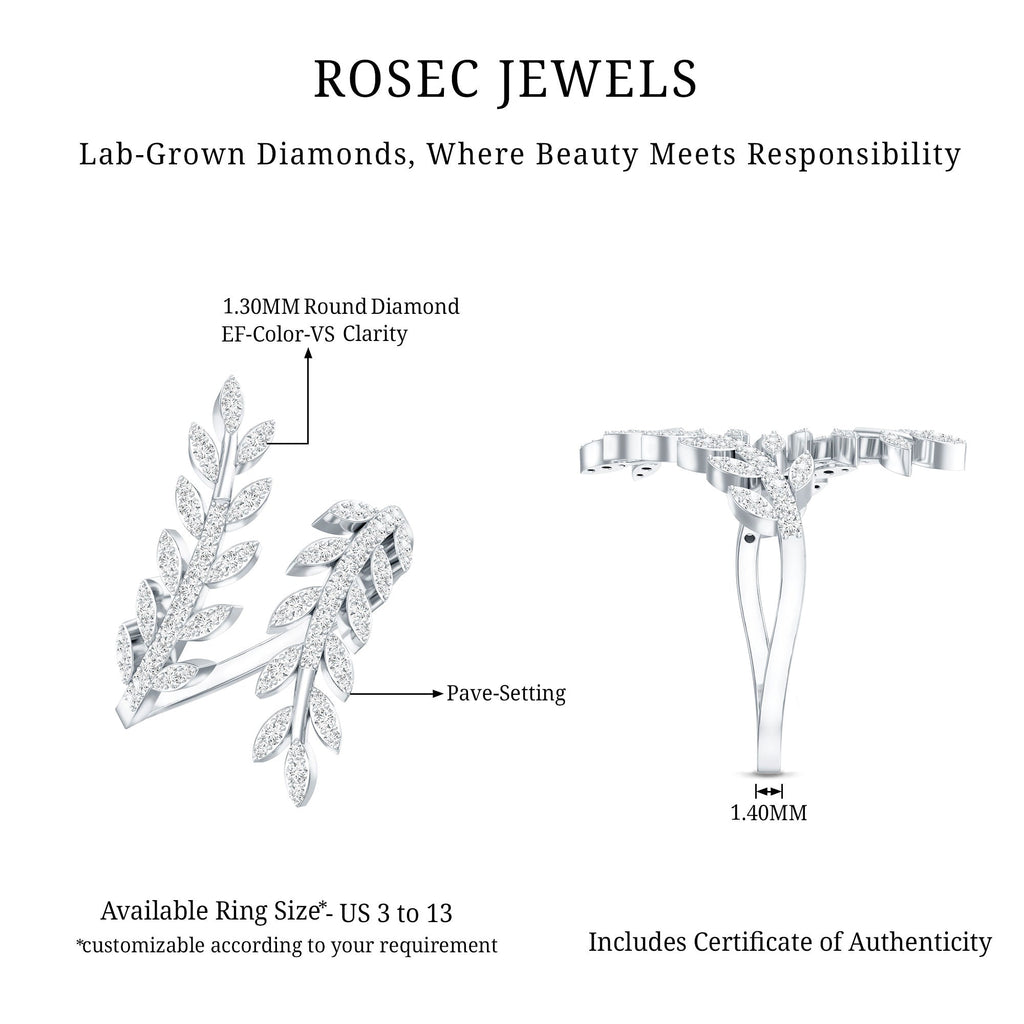 Certified Nature inspired Lab Grown Diamond Cocktail Ring for Women