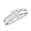 1.2 Carat Heart Shape Lab Grown Diamond Double Band Solitaire Ring