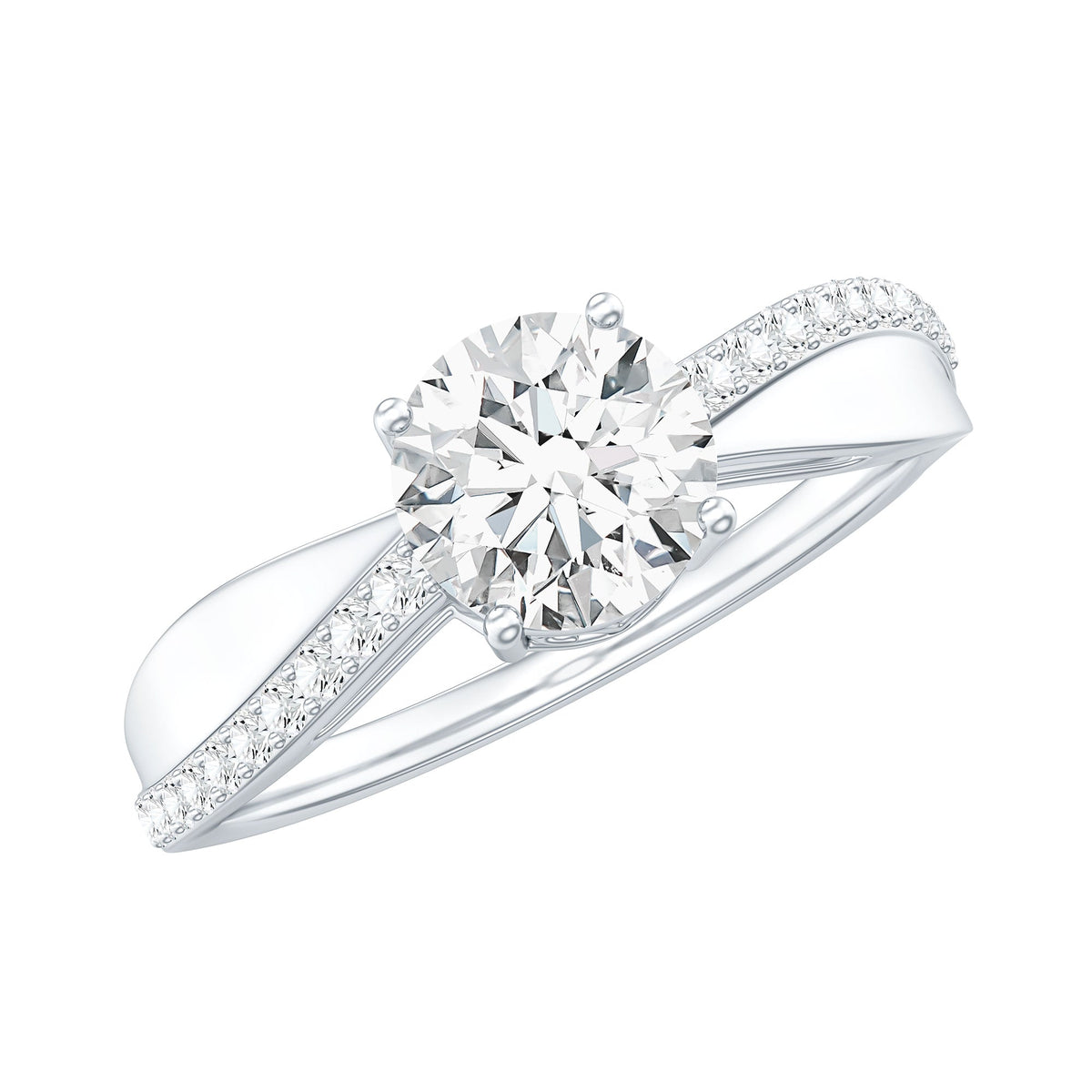 Certified Lab Grown Diamond Engagement Ring With Bypass Details