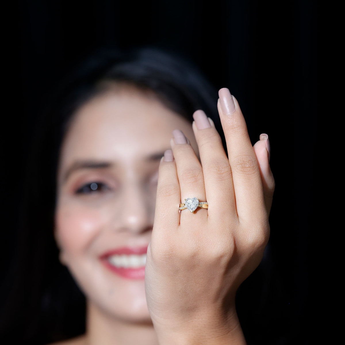 Lab Grown Diamond Heart Engagement Ring With Bypass Details