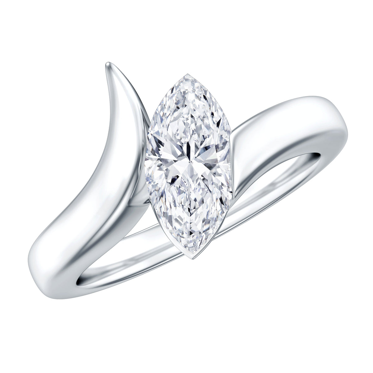 Lab Diamond 1 Carat Marquise Engagement Ring in Tension Mount Setting