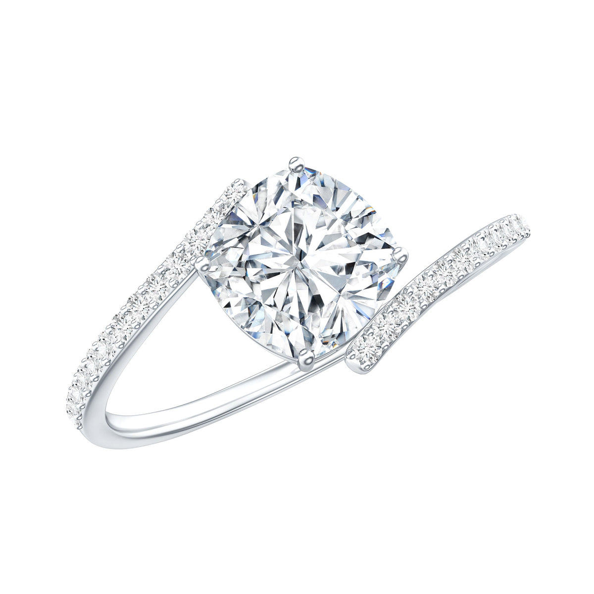 Lab Diamond Engagement Bypass Cushion Engagement Ring