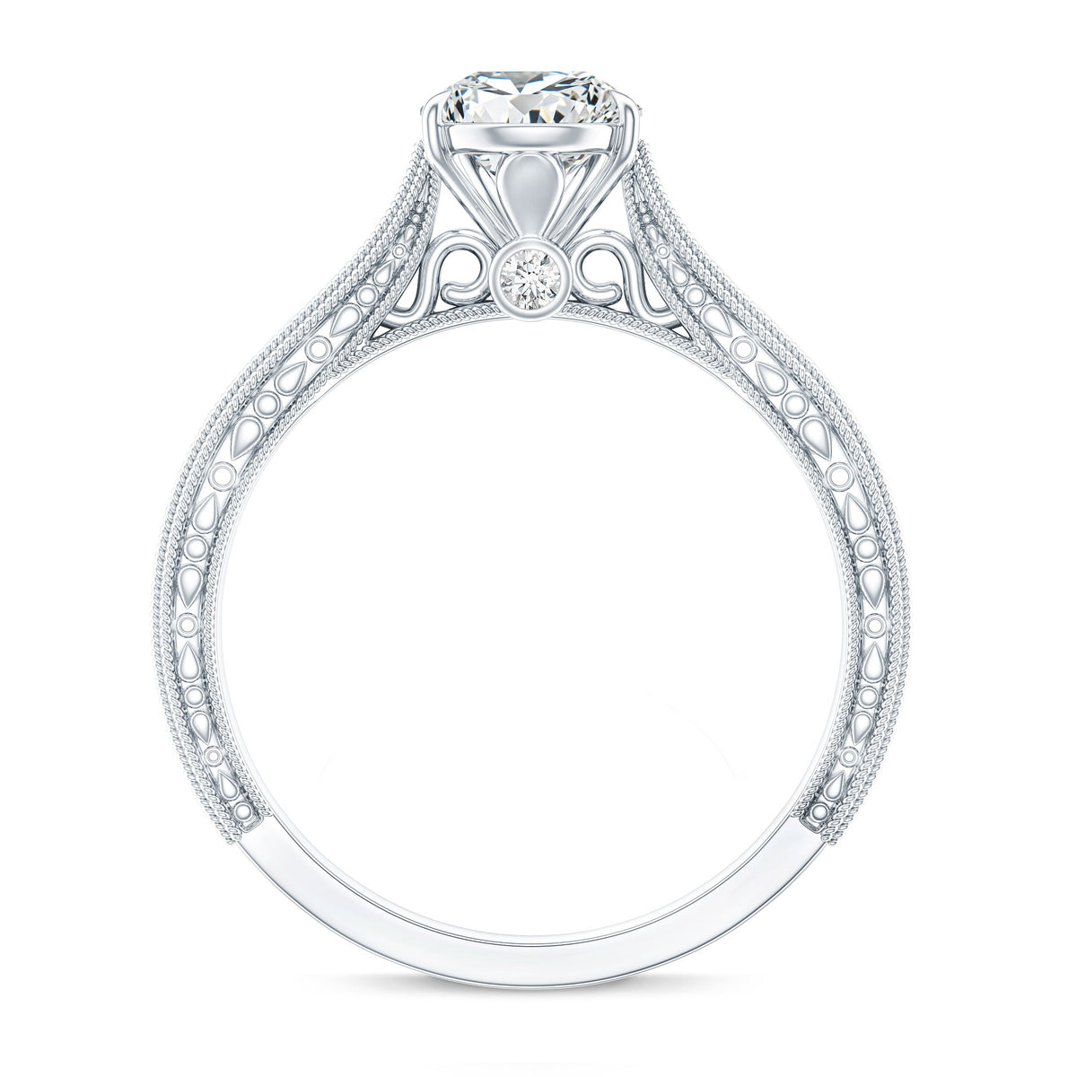 1.3 Carat Pear Lab Created Diamond Filigree Engagement Ring