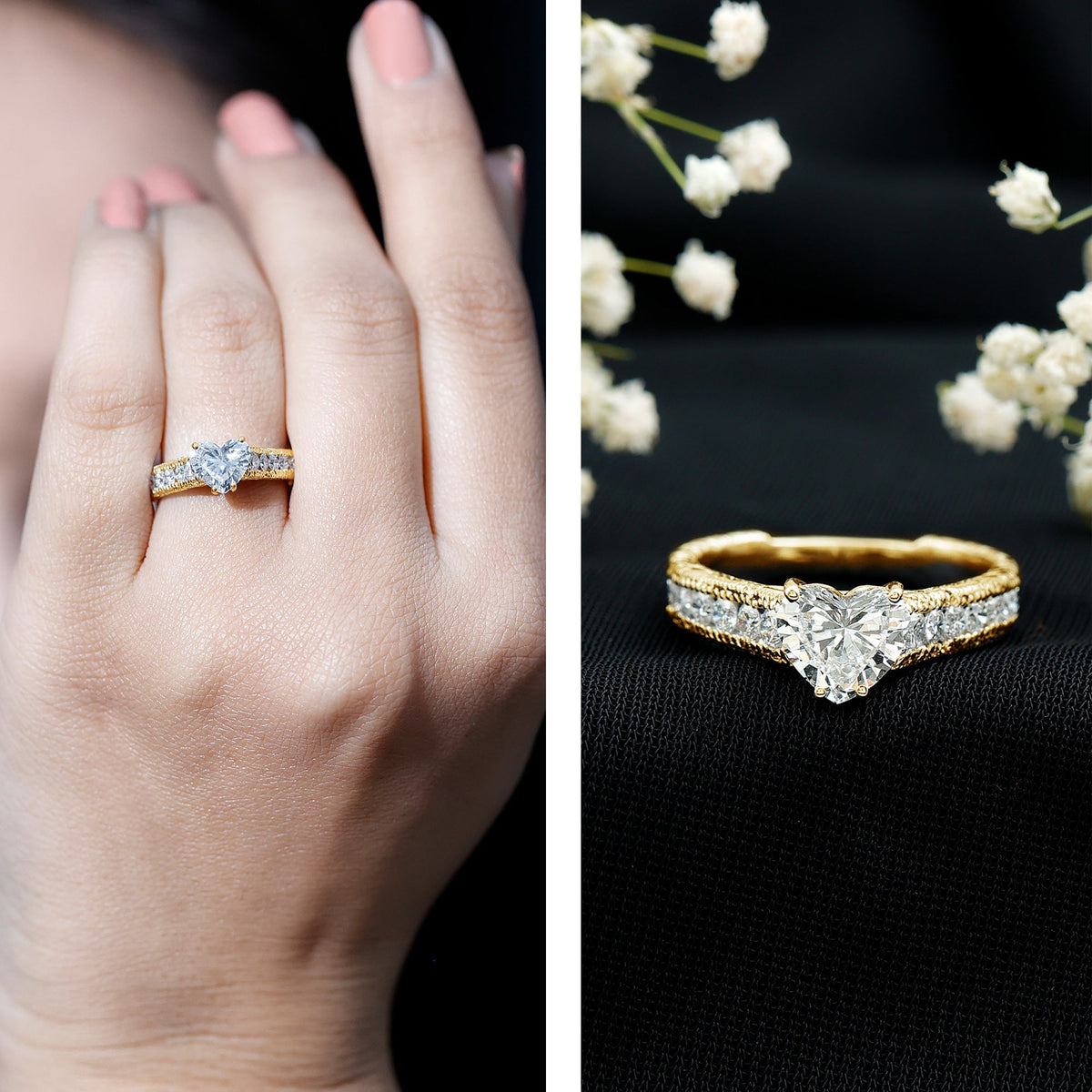 Heart Engagement Ring With Lab Grown Diamonds