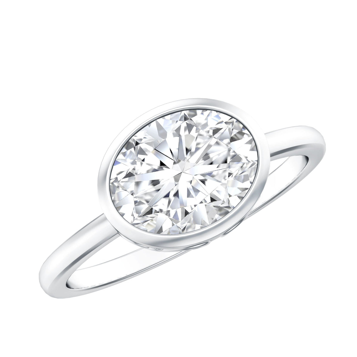Bezel Set Lab Grown Diamond East West Engagement Ring