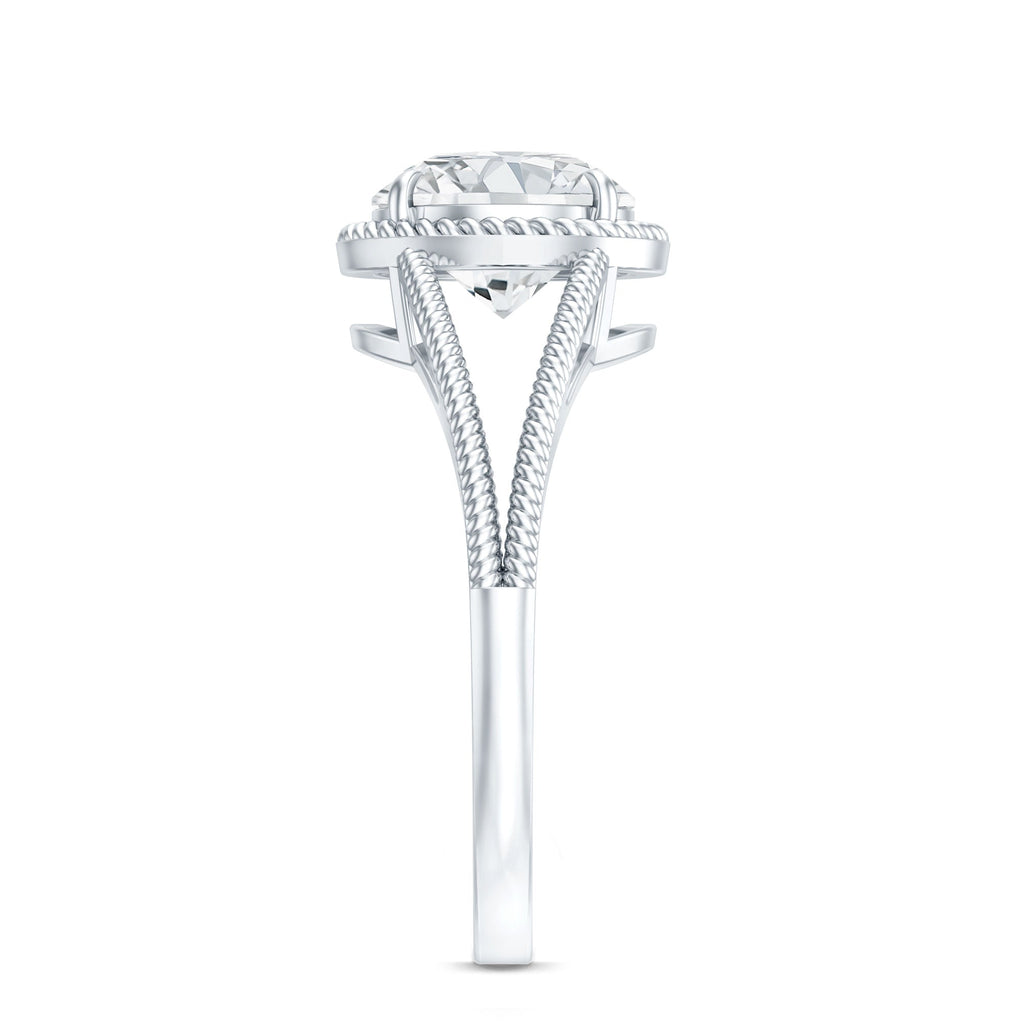 Man Made Diamond Engagement Ring With Split Shank