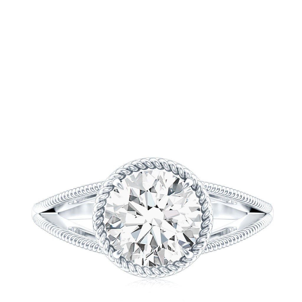 Man Made Diamond Engagement Ring With Split Shank