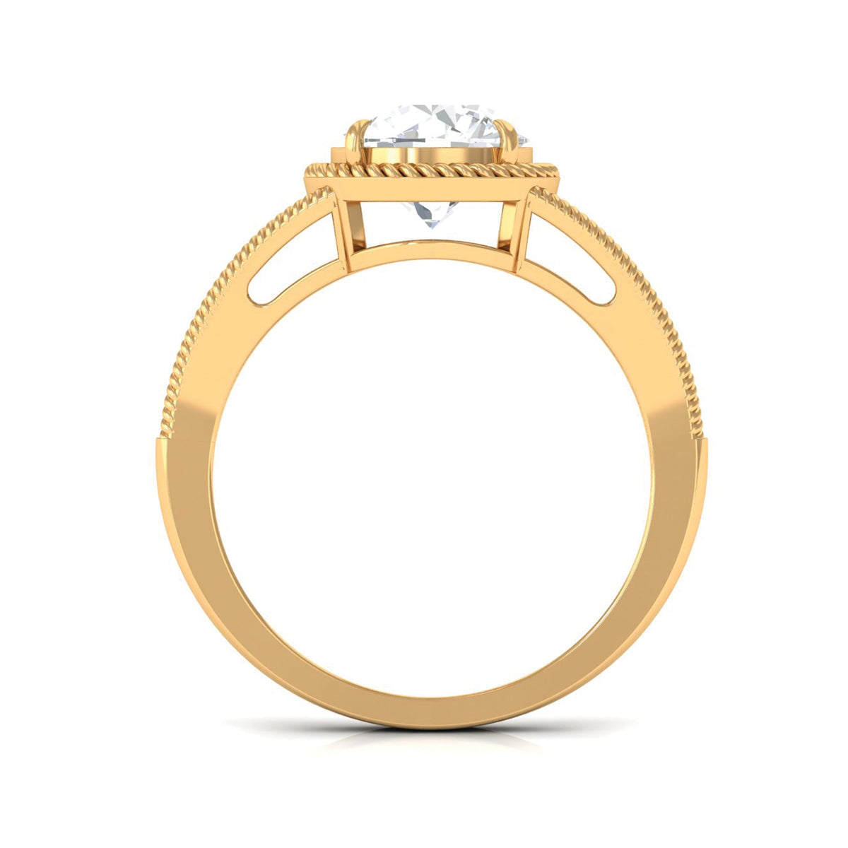 Man Made Diamond Engagement Ring With Split Shank