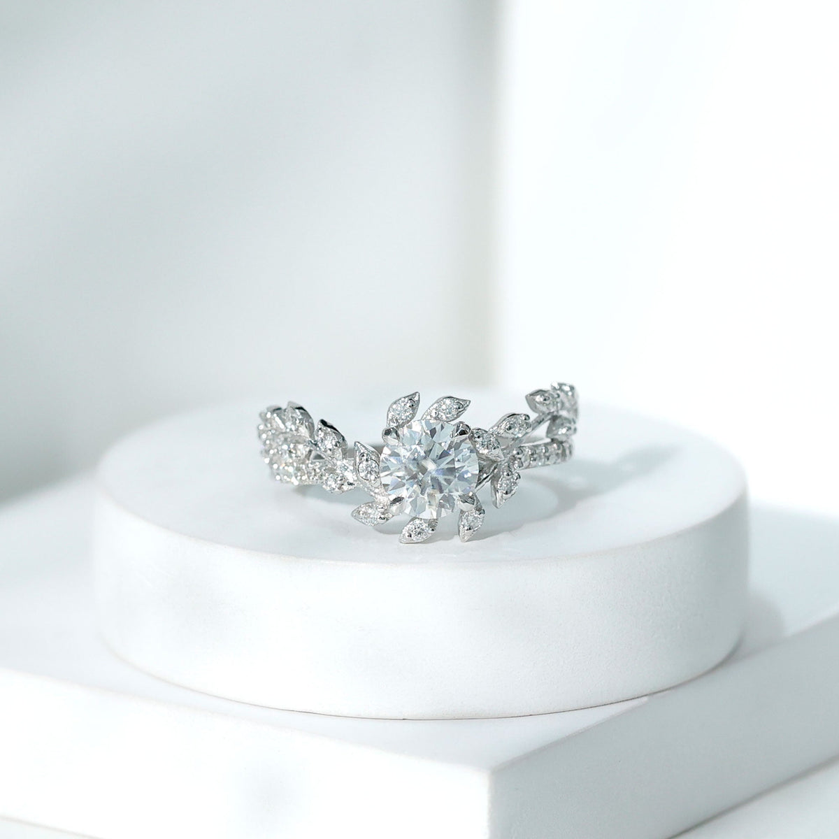 Round Cut 1.2 Carat Lab Grown Diamond Flower Engagement Ring