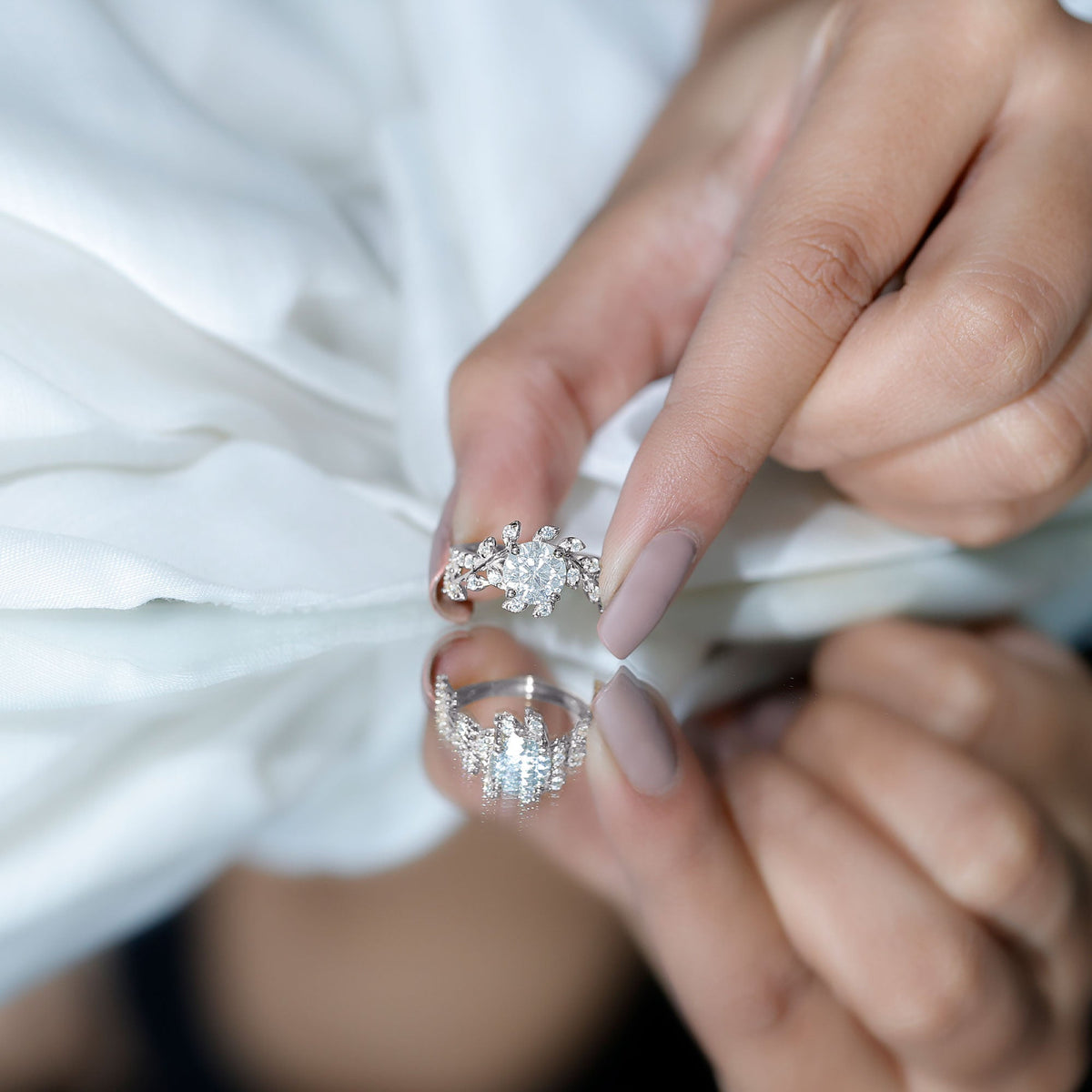 Round Cut 1.2 Carat Lab Grown Diamond Flower Engagement Ring